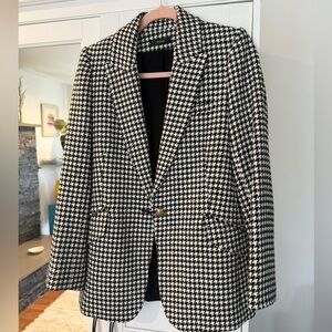 Aqua Houndstooth Jacket in Black and Cream